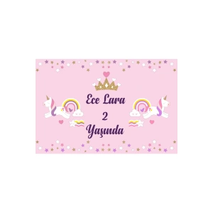 Unicorn Temalı Doğum Günü Afişi 35X50 cm