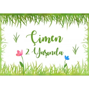 Çimen Temalı Doğum Günü Afişi 50X70 cm