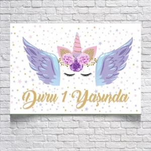 Unicorn Temalı Doğum Günü Afişi 50x70 Cm