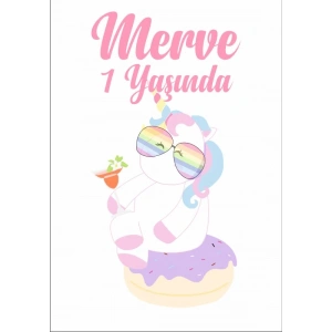 Unicorn Temalı Doğum Günü Afişi 50X70 cm