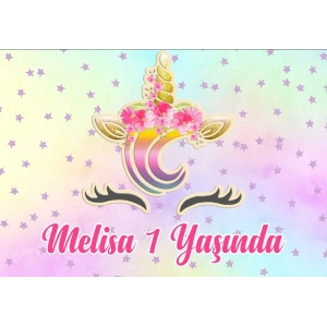 Unicorn Temalı Doğum Günü Afişi 70X100 cm