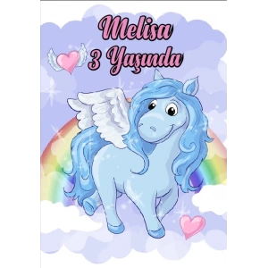 Unicorn Temalı Doğum Günü Afişi 70X100 cm