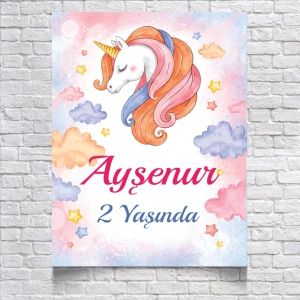 Unicorn Temalı Doğum Günü Afişi 70X100 cm