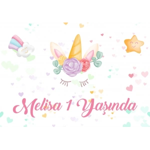 Unicorn Temalı Doğum Günü Afişi 70X100 cm