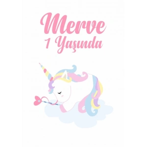 Unicorn Temalı Doğum Günü Afişi 70X100 cm