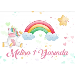 Unicorn Temalı Doğum Günü Afişi 70X100 cm