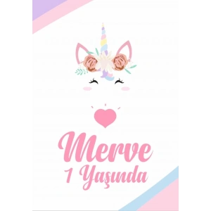 Unicorn Temalı Doğum Günü Afişi 70X100 cm