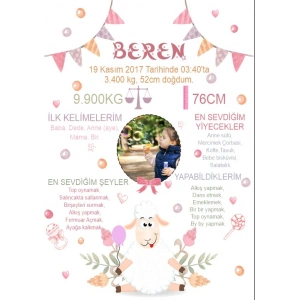 Sevimli Kuzu Temalı Yaş Panosu