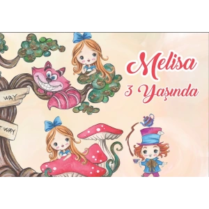 Alice Harikalar Diyarından Doğum Günü Afişi 50X70 cm