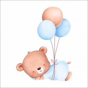 Uyuyan Ayıcık ve Balonlar Duvar Stickerı