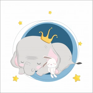 Uyuyan Fil ve Tavşan Sticker
