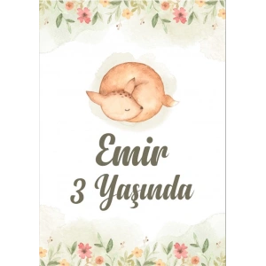 Uyuyan Tilki Temalı Doğum Günü Afişi 100X150 cm