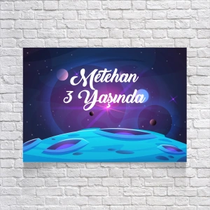 Uzay Temalı Doğum Günü Afişi 100X150 cm