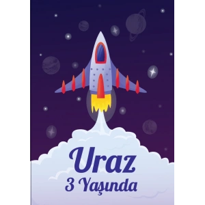 Uzay Temalı Doğum Günü Afişi 100X150 cm
