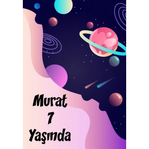 Uzay Temalı Doğum Günü Afişi 35X50 cm