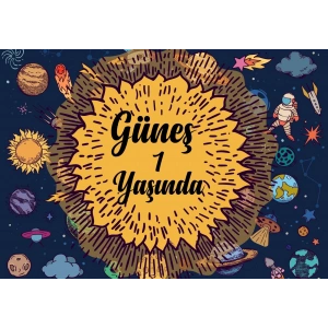 Uzay Temalı Doğum Günü Afişi 35X50 cm