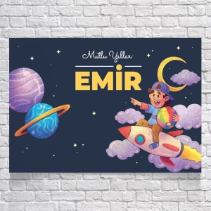 Uzay Temalı Doğum Günü Afişi 50X70 cm