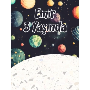 Uzay Temalı Doğum Günü Afişi 50X70 cm