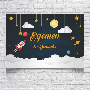 Uzay Temalı Doğum Günü Afişi 50X70 cm