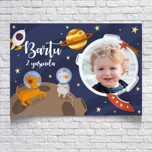 Uzay Temalı Doğum Günü Afişi Resimli 35x50 Cm