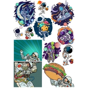 Uzay ve Astronot Retro Sticker Set 13 Parça Telefon, Tablet, Defter, Laptop Sticker