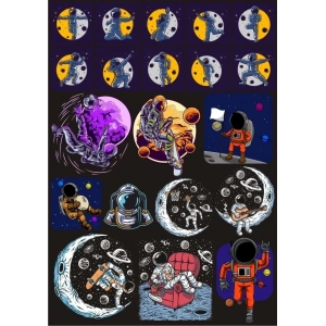 Uzay ve Astronot Sticker Set 2 19 Parça Telefon, Tablet, Defter, Laptop Sticker