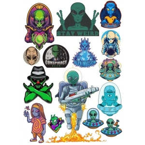 Uzaylı Alien Sticker Set-1 17 Parça Telefon, Tablet, Defter, Laptop Sticker