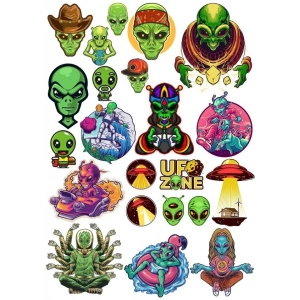 Uzaylı Ufo Alienm Sticker Set 27 Parça Telefon, Tablet, Defter, Laptop Sticker