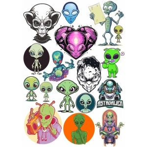 Uzaylılar Sticker Set 6 17 Parça Telefon, Tablet, Defter, Laptop Sticker