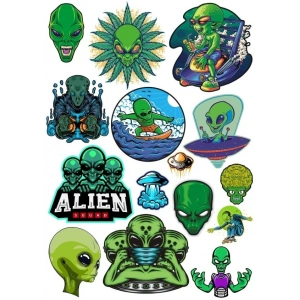Uzaylılar Sticker Set 7 15 Parça Telefon, Tablet, Defter, Laptop Sticker