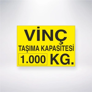 Vinç Taşıma Kapasitesi 1.000 KG Sticker 20X28 Cm