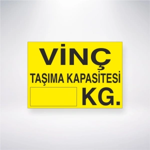 Vinç Taşıma Kapasitesi KG Sticker 20X28 Cm