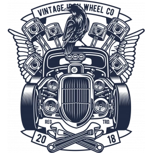 Vintage Araba Sticker 10x10 cmRenkli Sticker