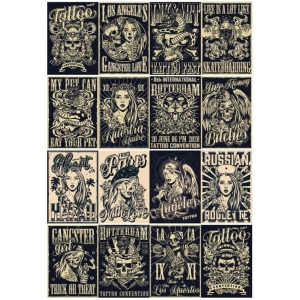 Vintage Poster Sticker 16 Parça Telefon, Tablet, Defter, Laptop Sticker