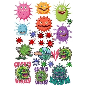 Virüs Sticker Set-2 15 Parça Telefon, Tablet, Defter, Laptop Sticker
