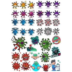 Virüs Sticker Set-6 25 Parça Telefon, Tablet, Defter, Laptop Sticker
