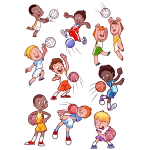 Voleybolcu Küçük Çocuklar Sticker Set 12 Parça Telefon, Tablet, Defter, Laptop Sticker