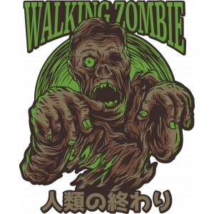 Walking Zombie Sticker 10x10 cmRenkli Sticker