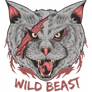 Wild Beast Kedi Sticker 10x10 cmRenkli Sticker