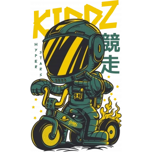 Kiddz Motorcu Sticker 10x10 cmRenkli Sticker