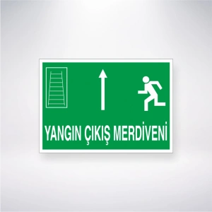 Yangın Çıkış Merdiveni Üstte Sticker 20X28 Cm