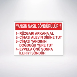 Yangın Nasıl Söndürülür Sticker 20X28 Cm