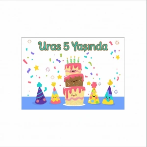 Yaş Pasta Temalı Doğum Günü Afişi 100X150 Cm
