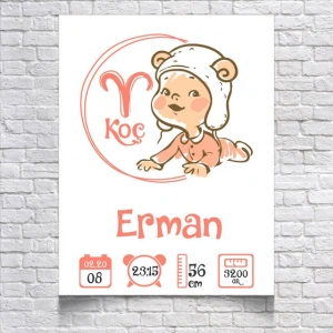 Koç Burcu ve Bebek Temalı Yaş Panosu