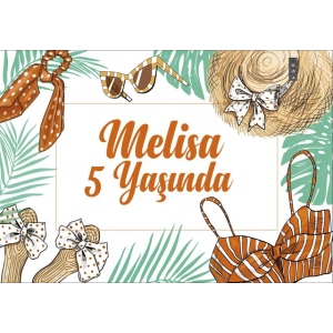 yaz sahil temalı doğum günü afişi - 100x150 Cm