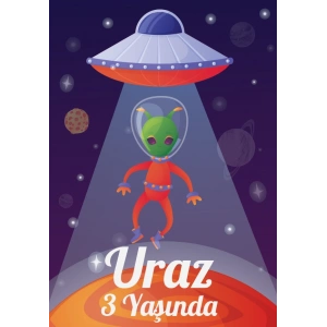 Uzay Temalı Doğum Günü Afişi 50X70 cm