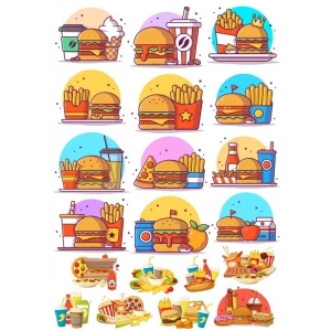 Yemekler Sticker Set 20 Parça Telefon, Tablet, Defter, Laptop Sticker