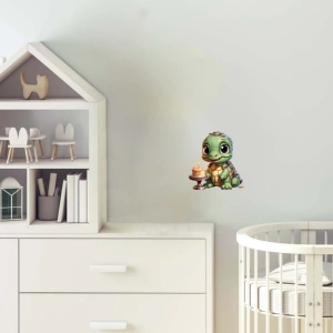 Yeşil Kaplumbağa ve Doğum Günü Pastası Duvar Stickerı