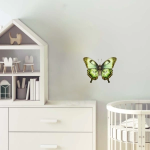 Yeşil Tonlarında Desenli Kelebek Duvar Stickerı