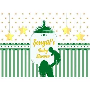 Yeşil ve Bebek Temalı Baby Shower Afişi 70x100 Cm